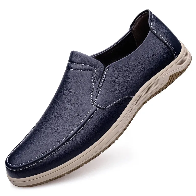 Aidase Shoes Men Slip-On Leather Shoes Casual Shoes Driving Moccasin Non-slip Loafers Men Bule Shoes Luxury Brand High Quality