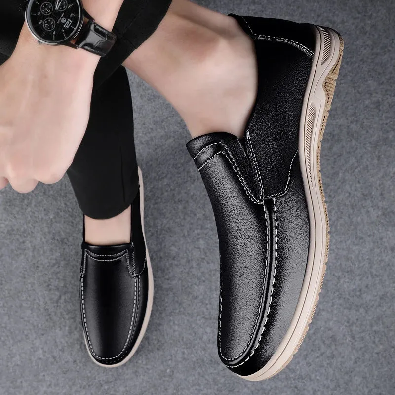 Aidase Shoes Men Slip-On Leather Shoes Casual Shoes Driving Moccasin Non-slip Loafers Men Bule Shoes Luxury Brand High Quality