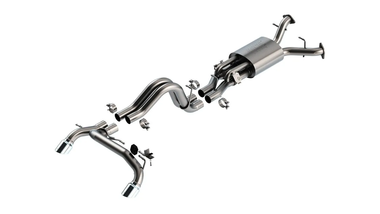 BORLA 140934 Exhaust system Cat-Back 2.75" ATAK, Tip: 4" RD RL AC SR, Chrome for FORD Bronco Raptor 3.0L V6 Turbo AT 2 4WD 2022-2024