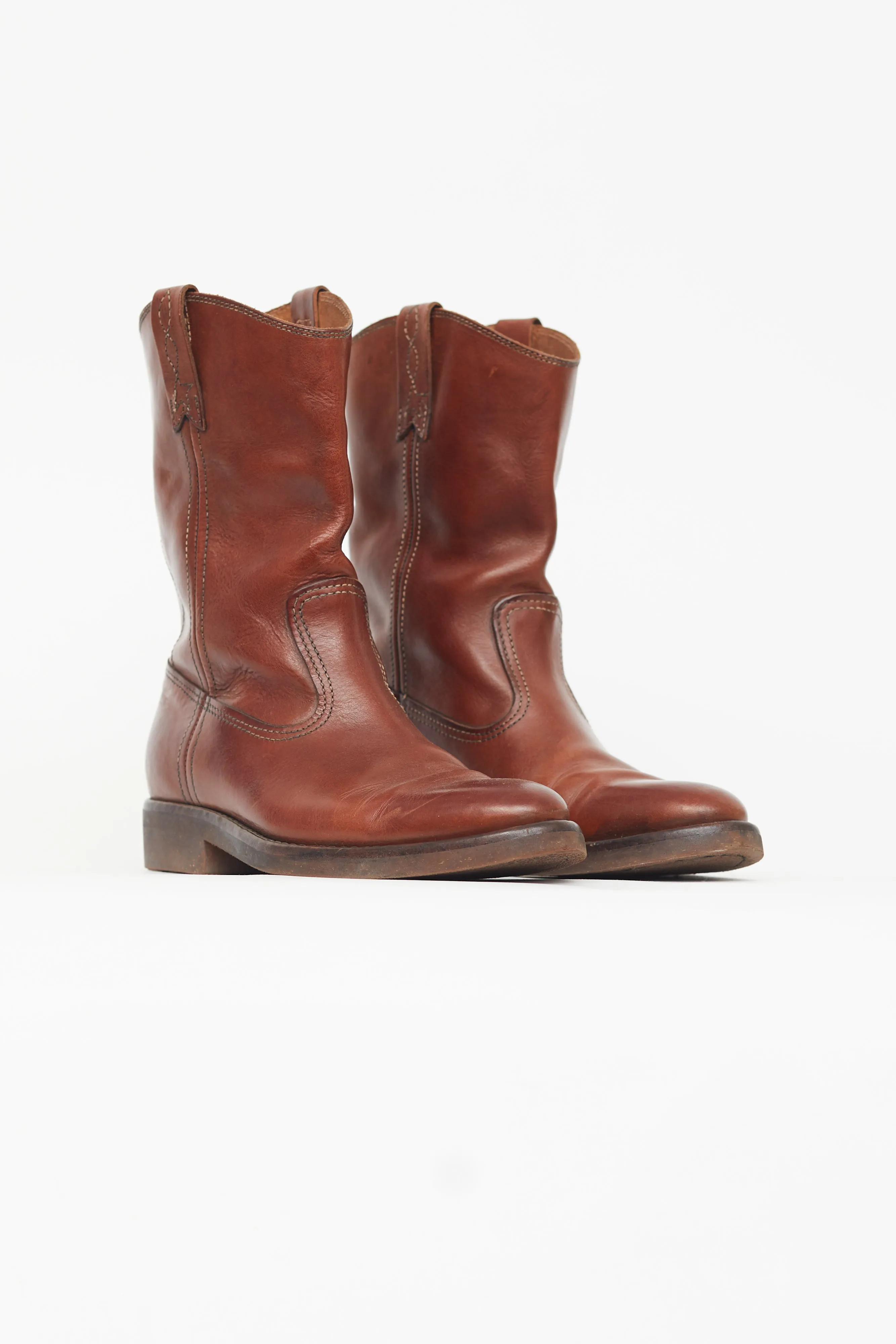 Brown Leather Biker Boot