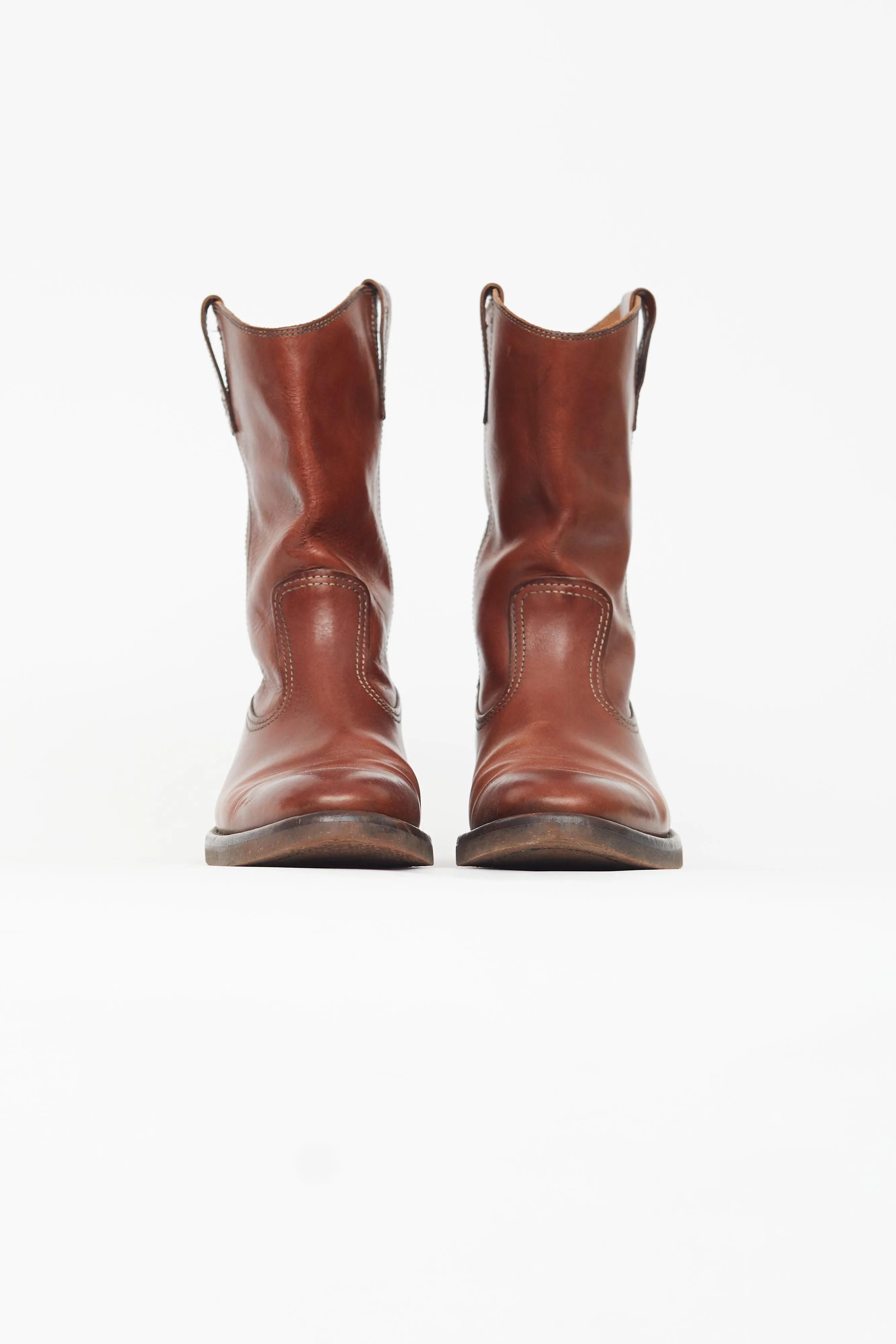 Brown Leather Biker Boot