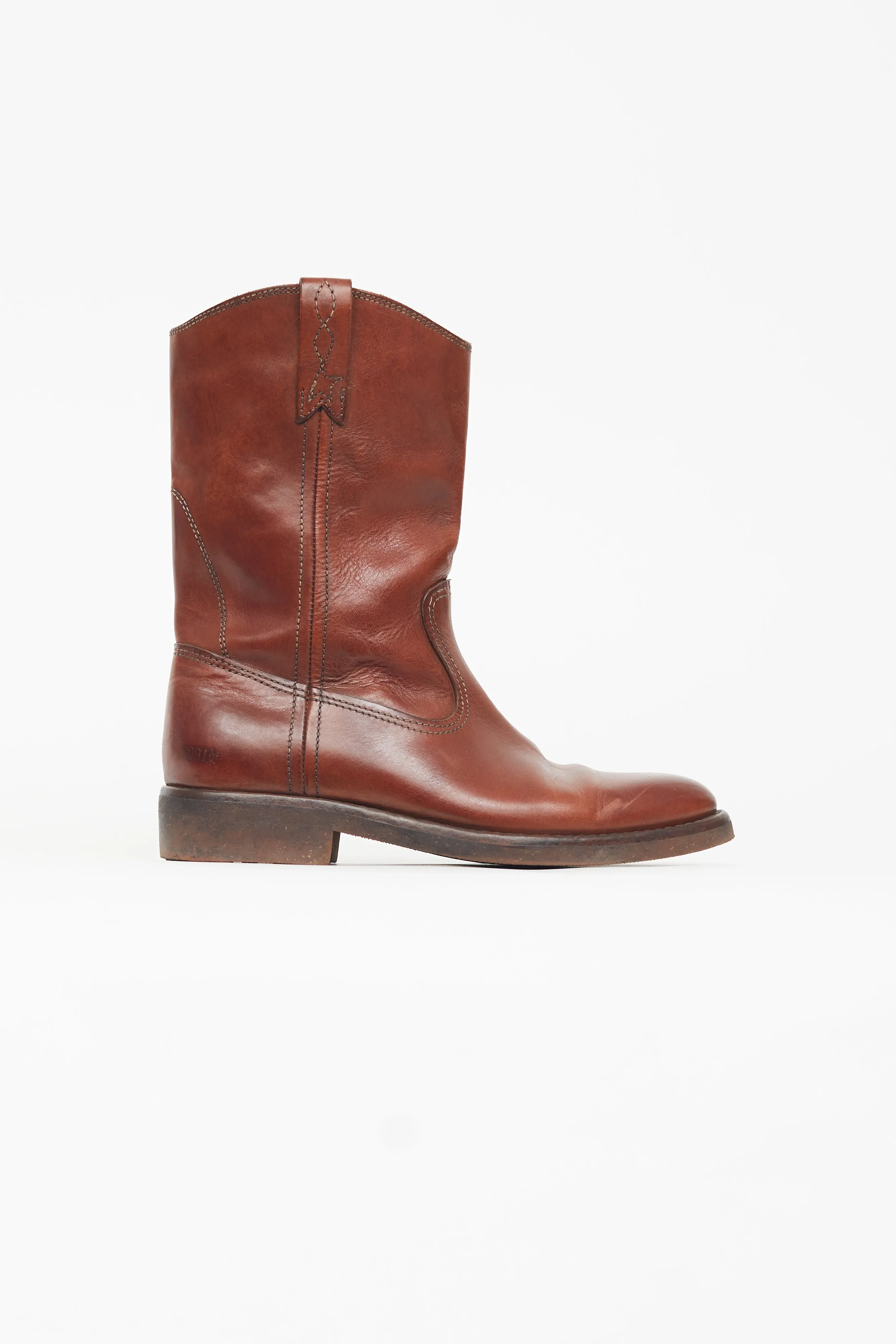 Brown Leather Biker Boot
