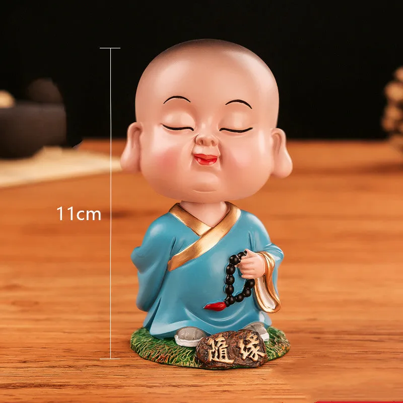 Cute Calm Little Monk Shaking Head Car Ornaments Applicable to BMW BYD