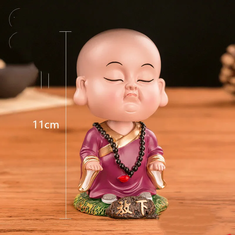 Cute Calm Little Monk Shaking Head Car Ornaments Applicable to BMW BYD