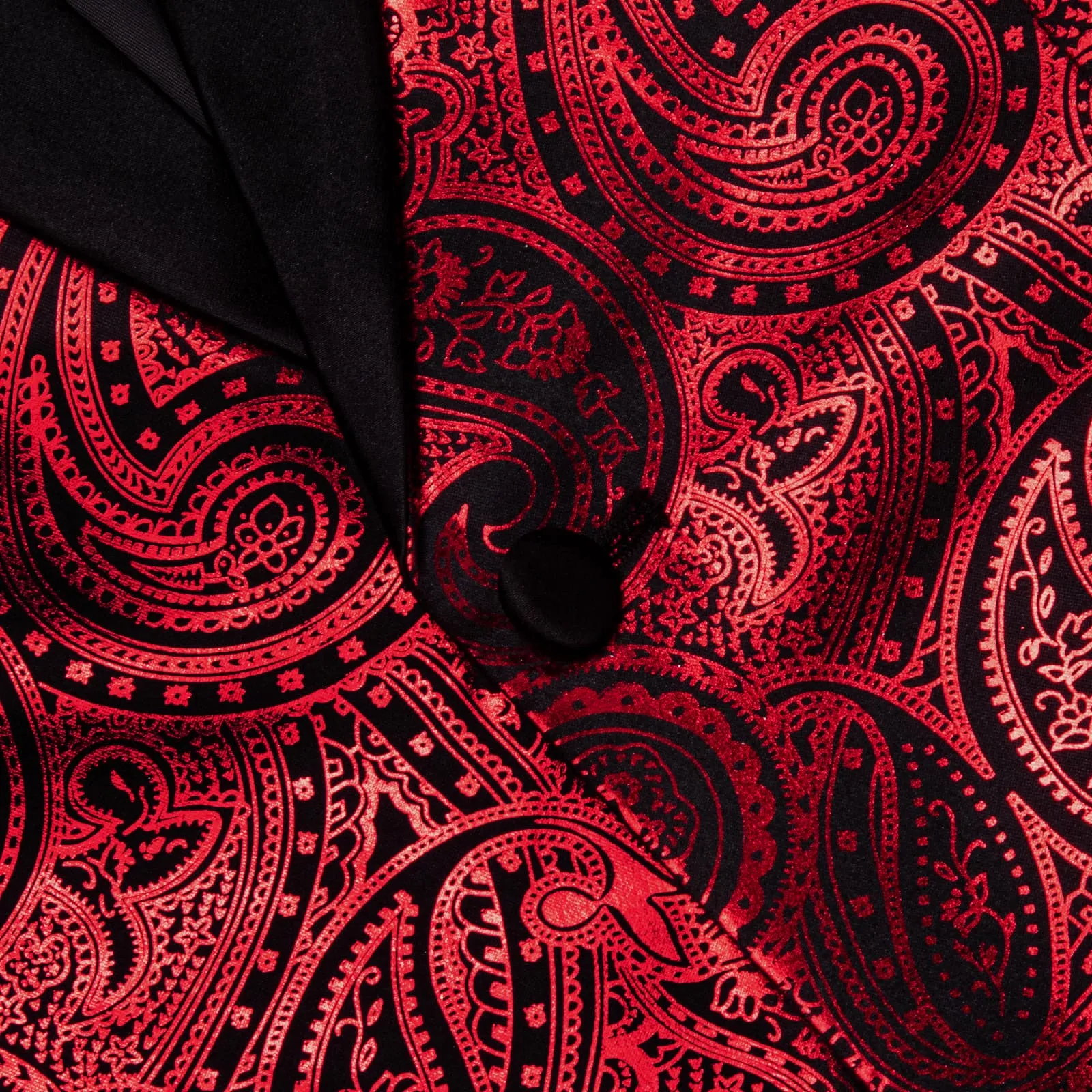 DiBanGu Shawl Collar Suit Vivid Auburn Red Paisley Silk Mens Slim Fit Business Suit
