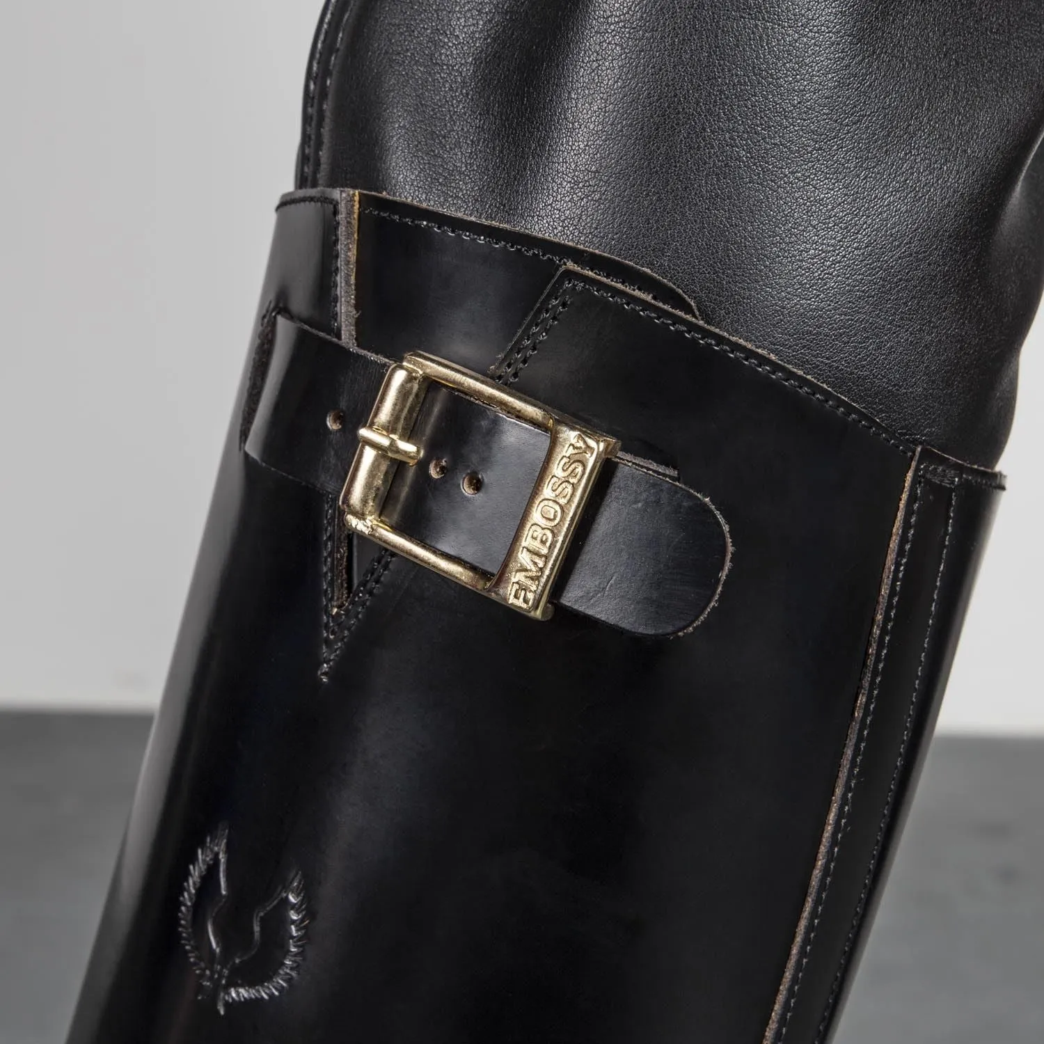 Embossy Leather Biker Boots