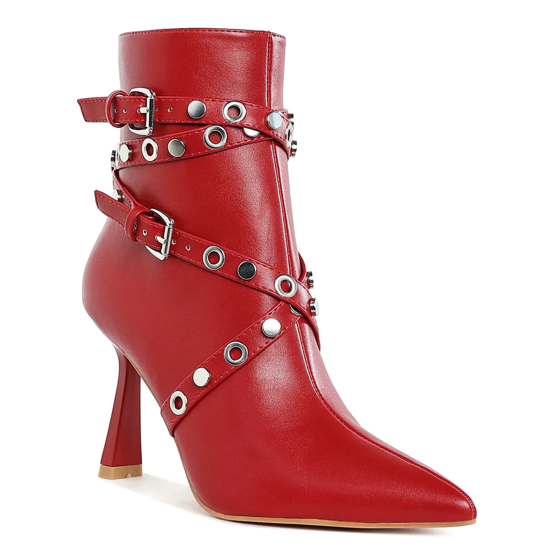 Eyelets & Studs Harness Ankle Boots