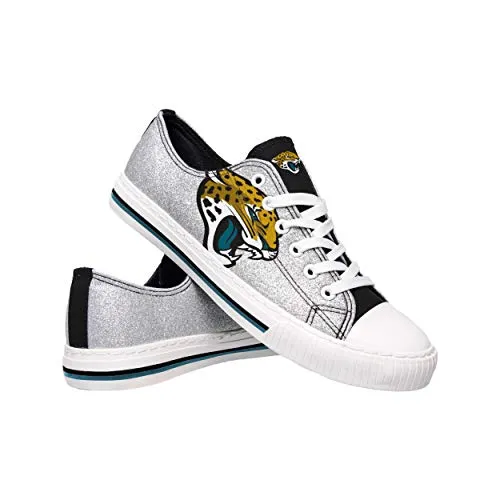 FOCO Jacksonville Jaguars NFL Womens Glitter Low Top Canvas Shoes - 10