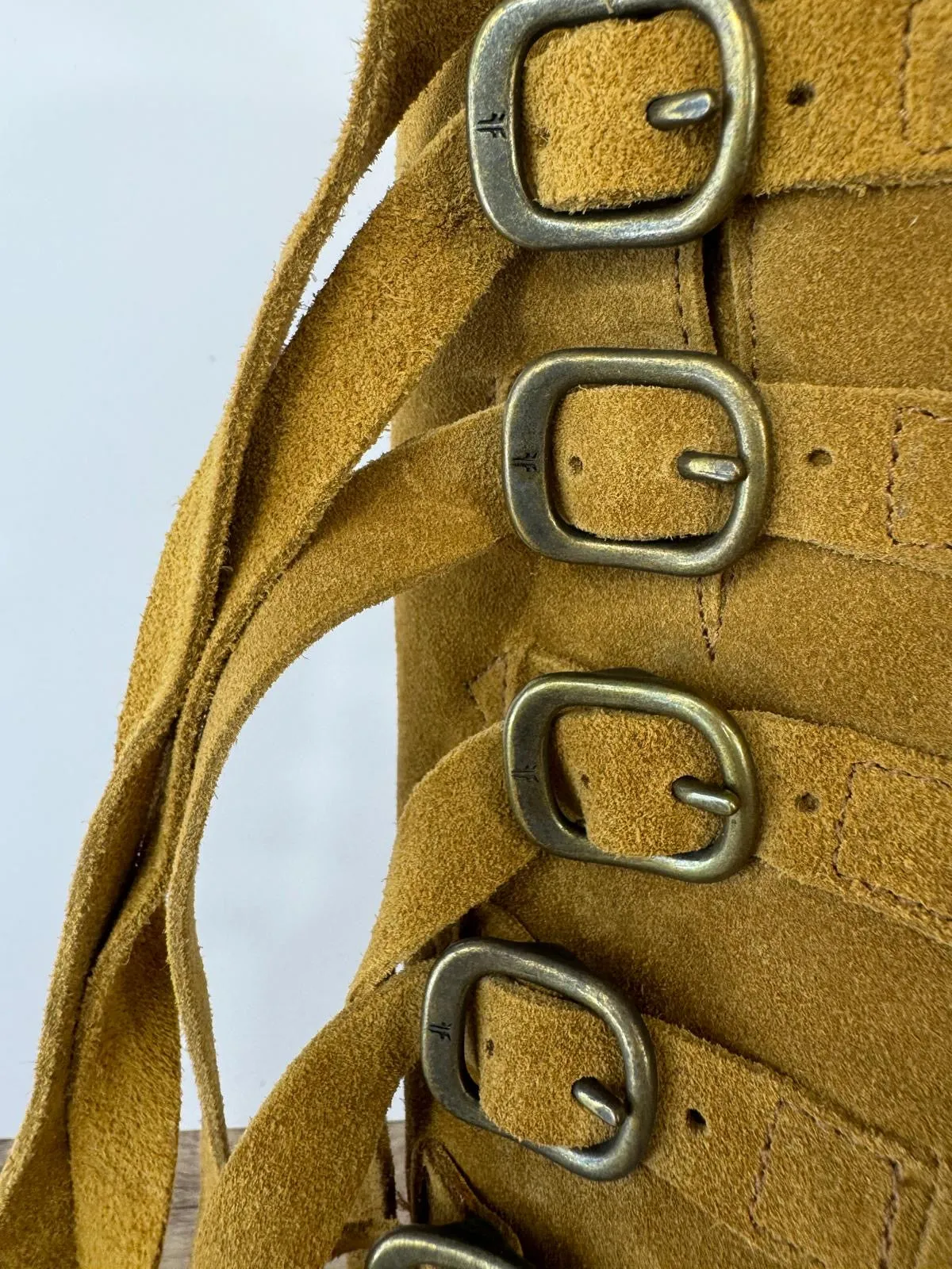 FRYE VERONICA SUEDE STRAP TALL BOOTS