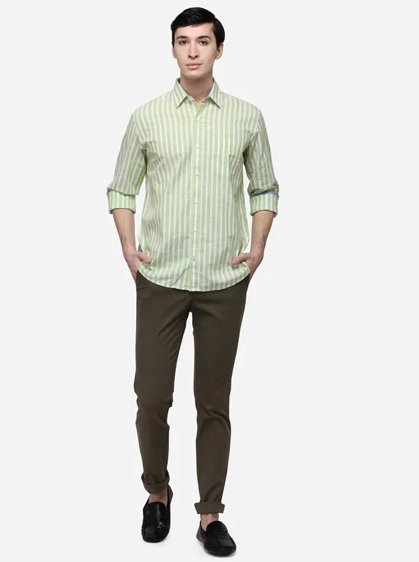 Green Tailored Fit Checked Casual Shirt | JadeBlue