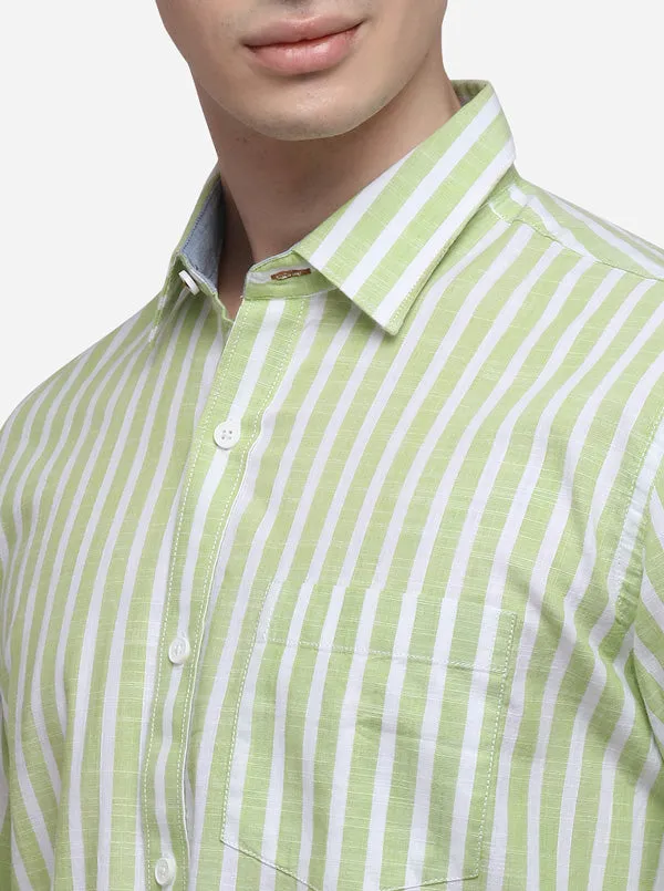 Green Tailored Fit Checked Casual Shirt | JadeBlue