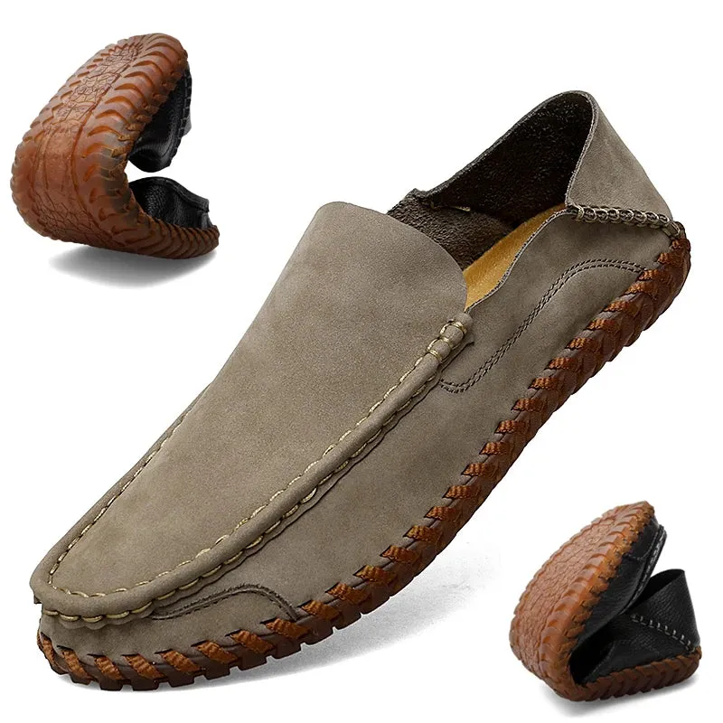 Ilooove Genuine Leather Men Loafers Cow Leather Casual Shoes For Man Soft Spring Moccasins Plus Size 38-48 Tenis Masculinos
