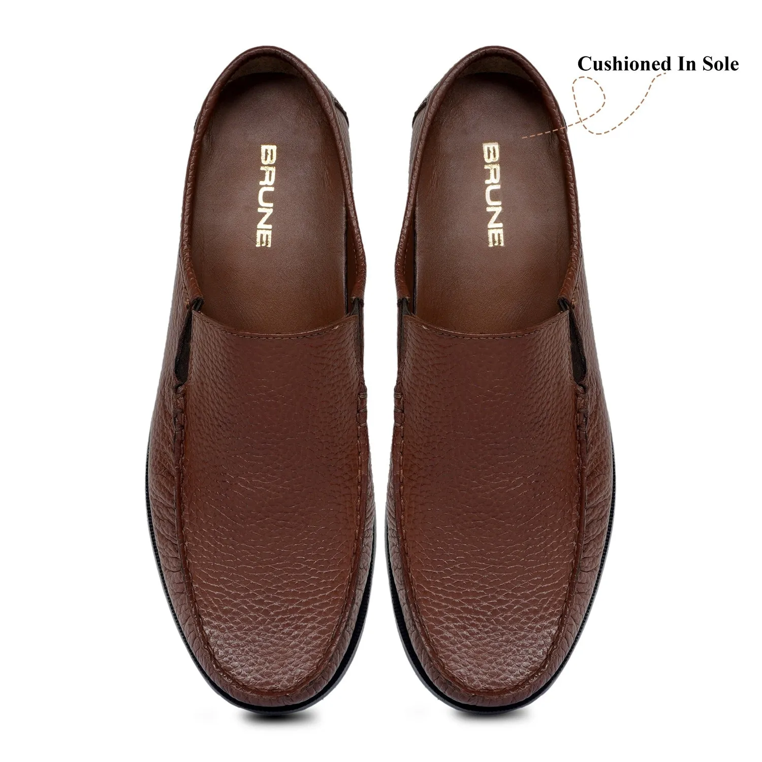 Moccasin Style Men's Mule In Textured Tan Leather