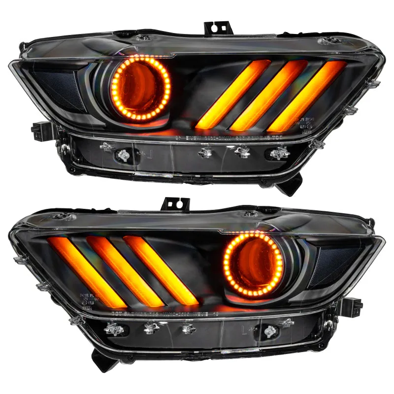 Oracle 15-17 Ford Mustang Dynamic RGB A Pre-Assembled Headlights - Black Edition - SEE WARRANTY