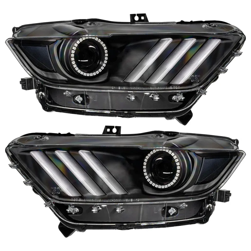 Oracle 15-17 Ford Mustang Dynamic RGB A Pre-Assembled Headlights - Black Edition - SEE WARRANTY