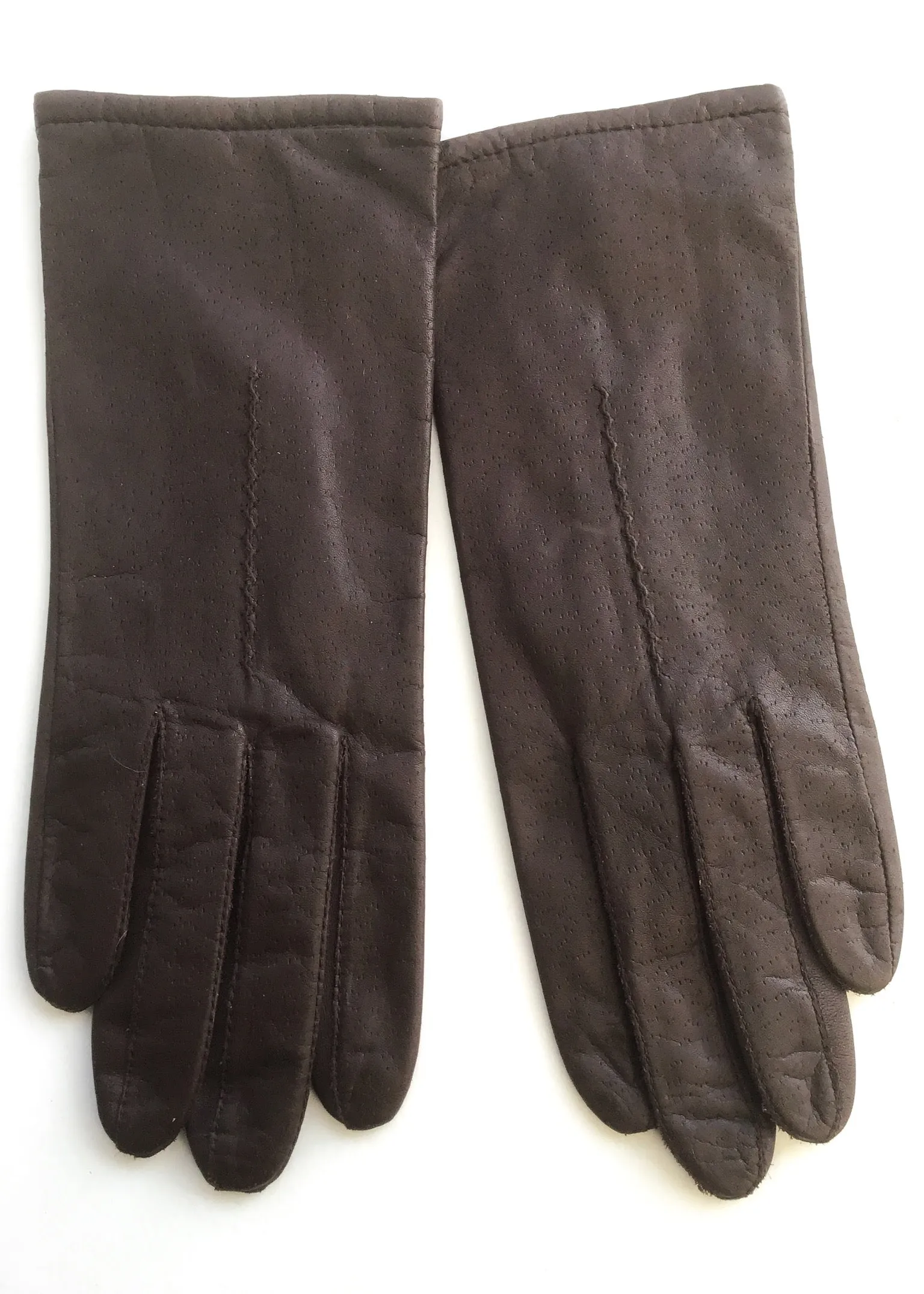Preloved Unisex Brown Leather Gauntlet Gloves • St Michael • Size L