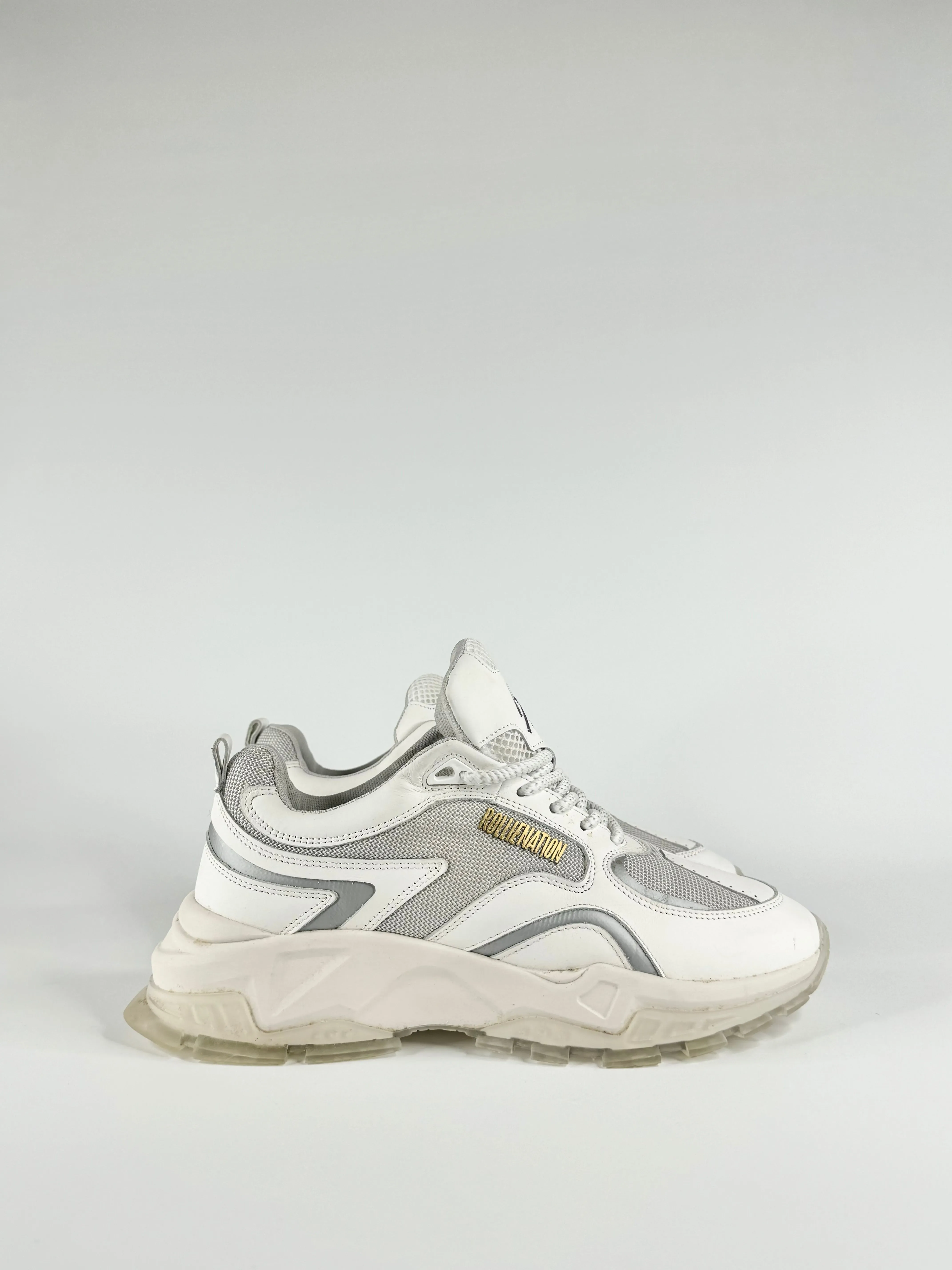 Rollie Nation White & Grey Bolster Sneakers - EU40